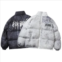 large bomber jacket with lining mens cotton jacket hip hop lined urban jacket graffiti harajuku winter coat outdoor us