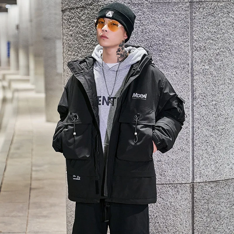 Новый пуховик для мужчин красивая сохраняющая тепло куртка в стиле сафари зимнее