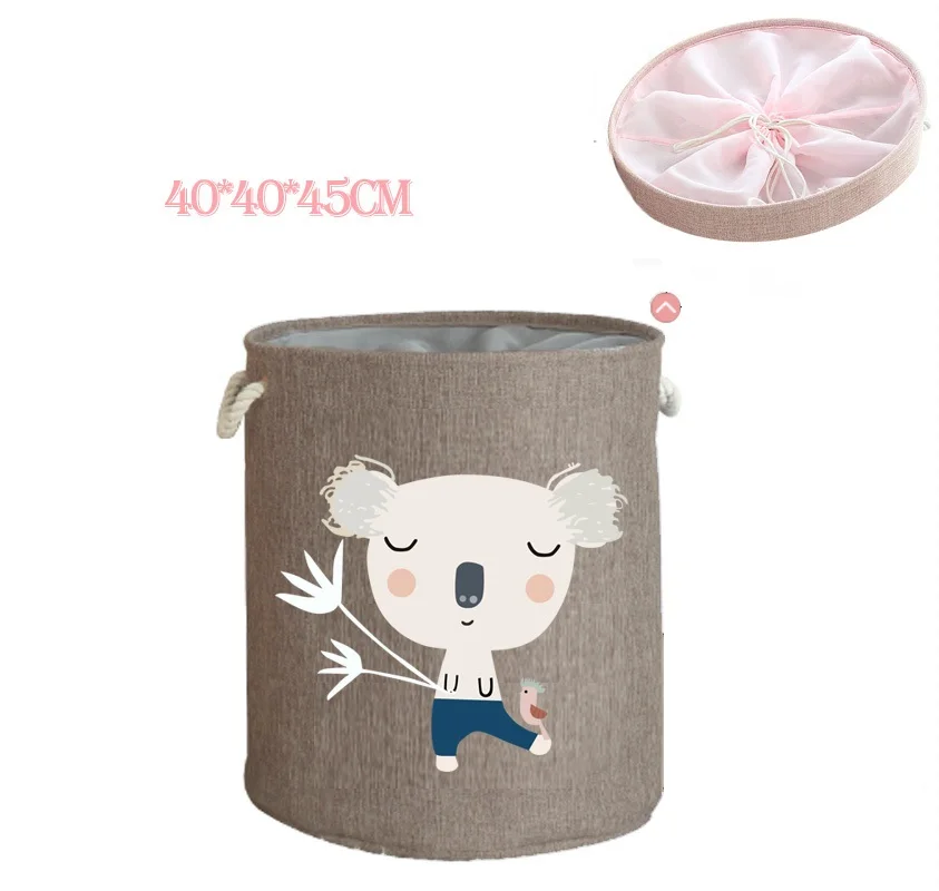 40x45cm(with lid) Высококачественная Складная Брезентовая корзина для грязной одежды из мультфильма, ведро для хранения детских игрушек, покрывало и коробка для хранения журналов, Органайзер - Цвет: 40x45cm(with lid)