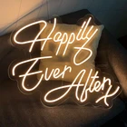 Неоновая светодиодная вывеска Happy Ever After, настенный Декор для дома, комнаты, бара, клуба, кафе вечерние, Неоновые Настенные светильники
