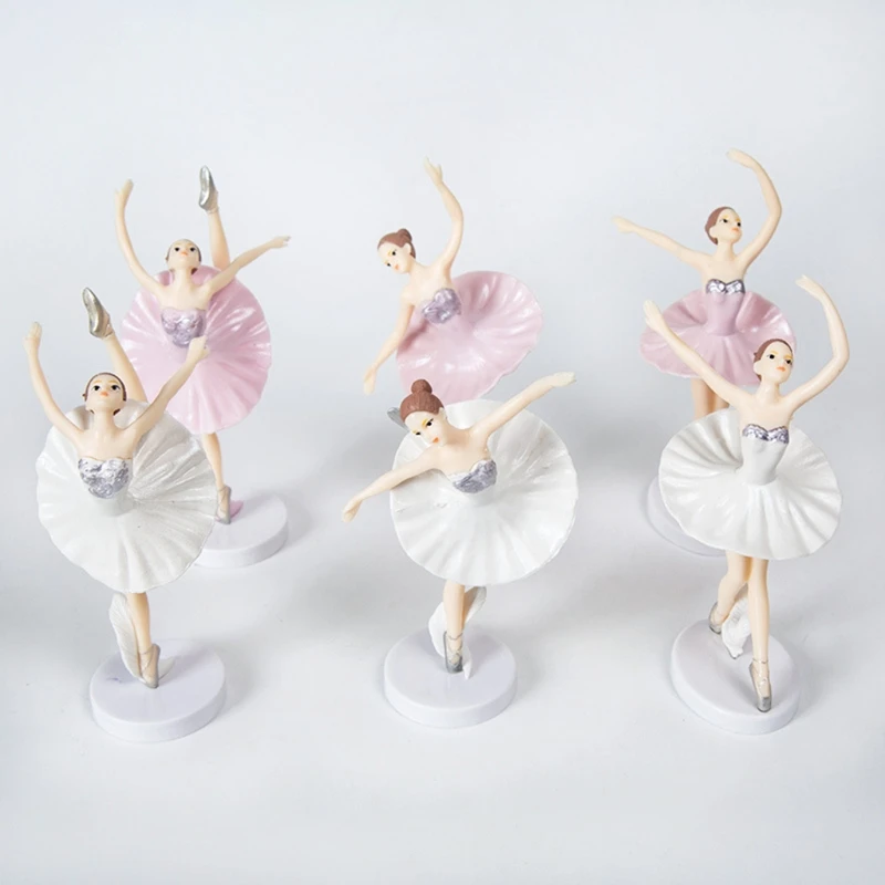 

50LB 6 шт. балетные девушки торт Топпер вечерние товары для украшения торта розовый белый кекс топперы для балетных вечеринок