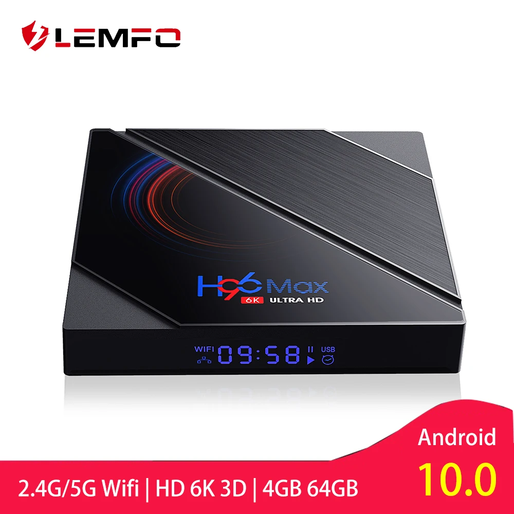 LEMFO H96 Max H616 Смарт ТВ приставка Android 10 Поддержка 6K 3D Youtube Google Play 4G 64 ГБ H96max Декодер