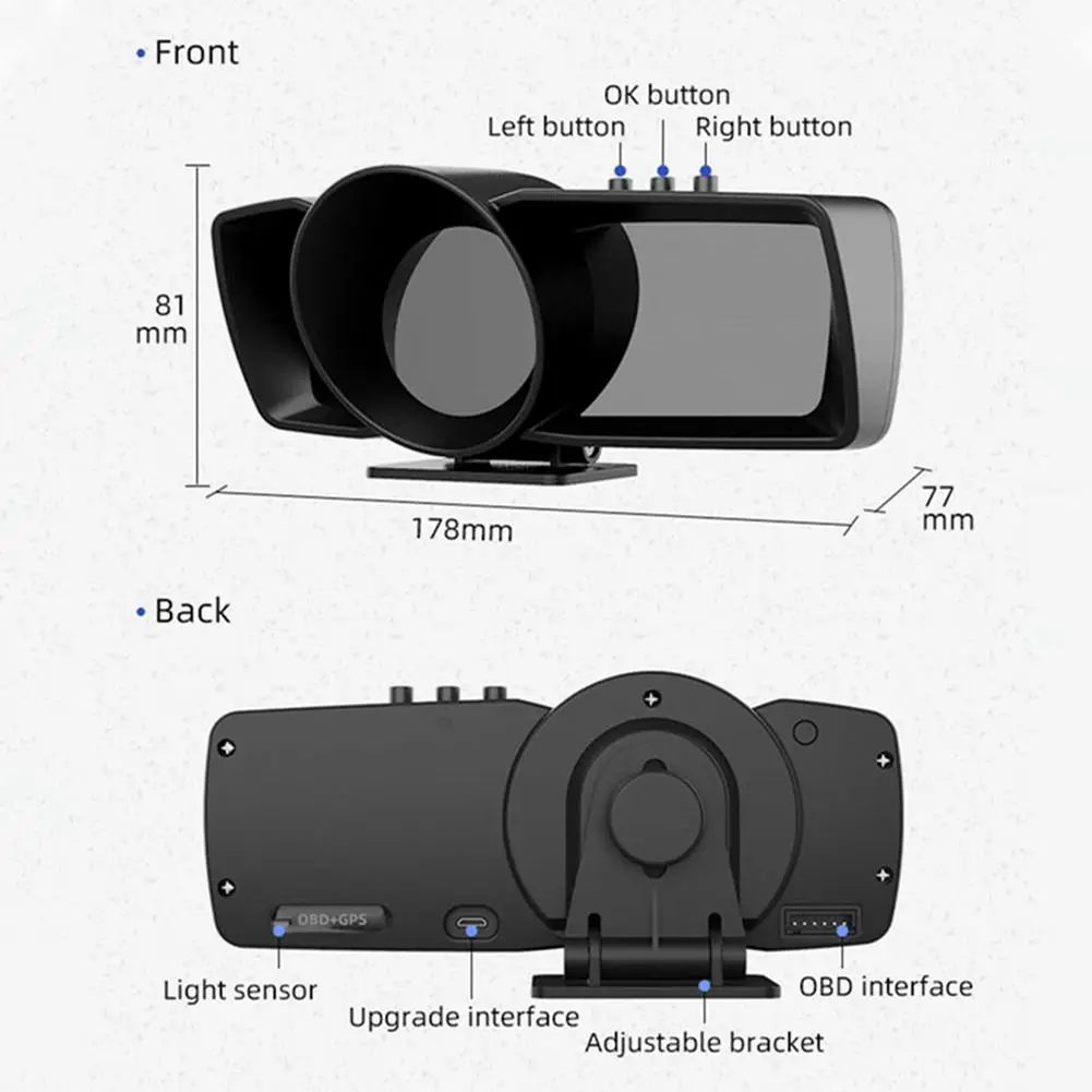 

Head Up Display Ultra-large LCD Screen HUD Monitor OBD2 GPS Sistema Dual Para Todos Muestra Velocidad RPM Alarma De Voltaje