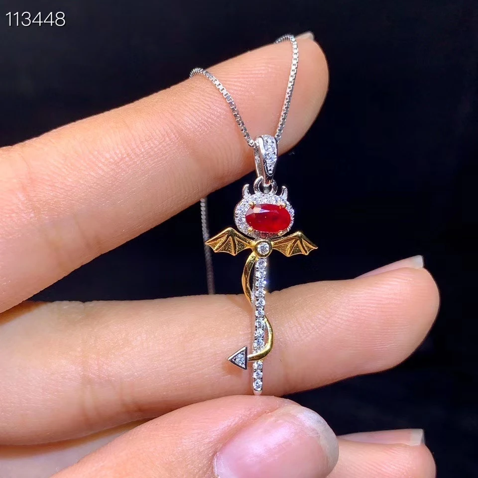 Ожерелье унисекс из серебра 925 пробы с красным Рубином | Украшения и аксессуары