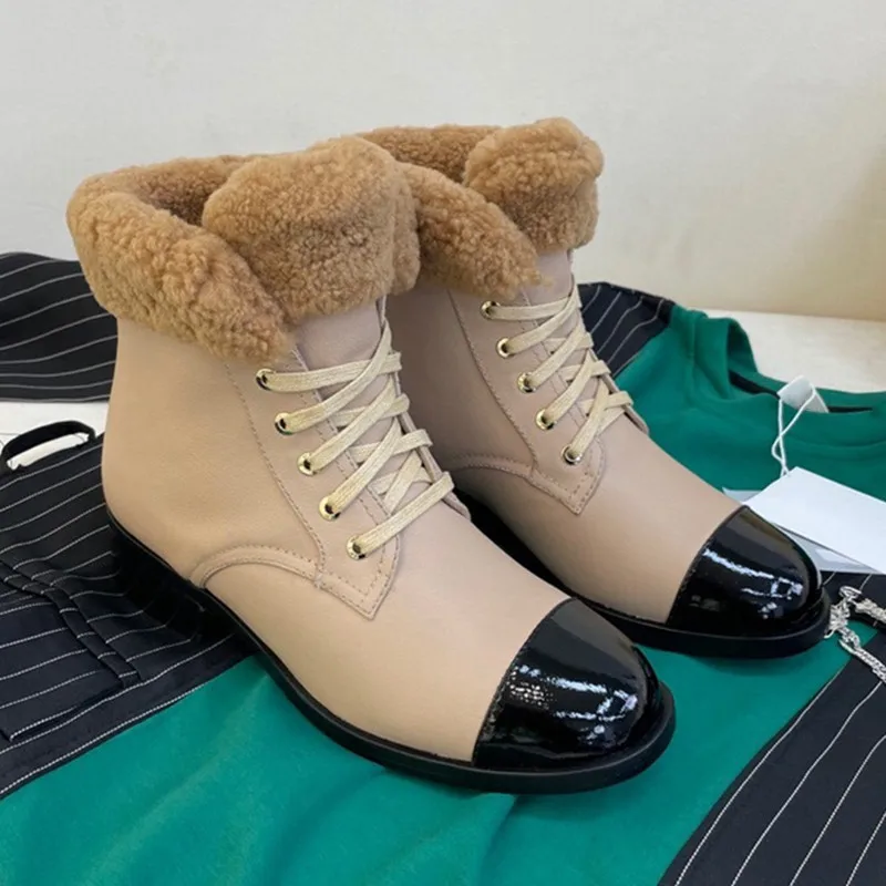 

Новинка, женские шерстяные Ботинки, Ботильоны на шнуровке, обувь на квадратном каблуке, женская зимняя теплая обувь, модные элегантные женс...