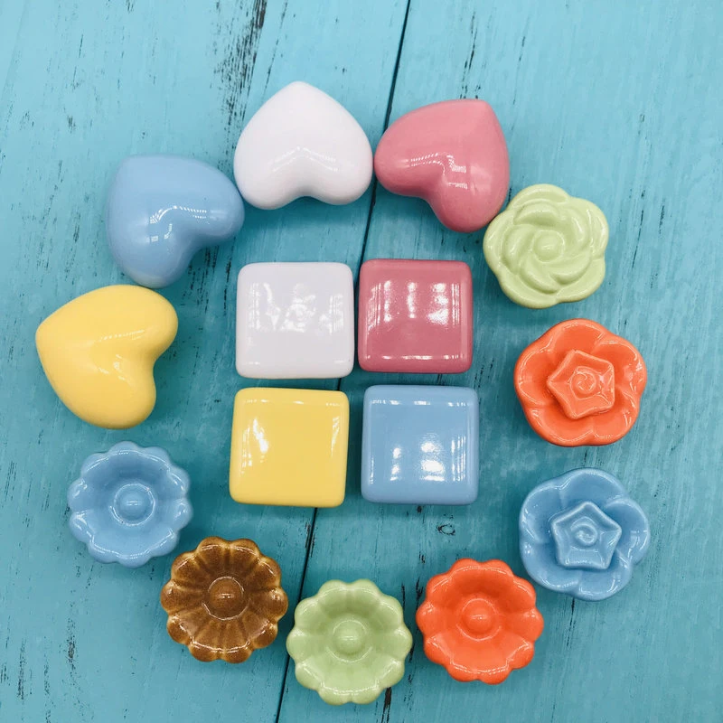 Цветные керамические ручки для дверных ящиков с сердечками в европейском стиле