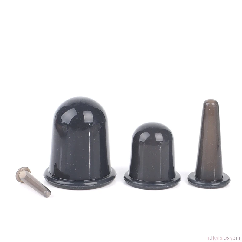 

1/4pcs Black Silicone Vacuum Cupping Cup Face Manual Suction Cups Body Massage