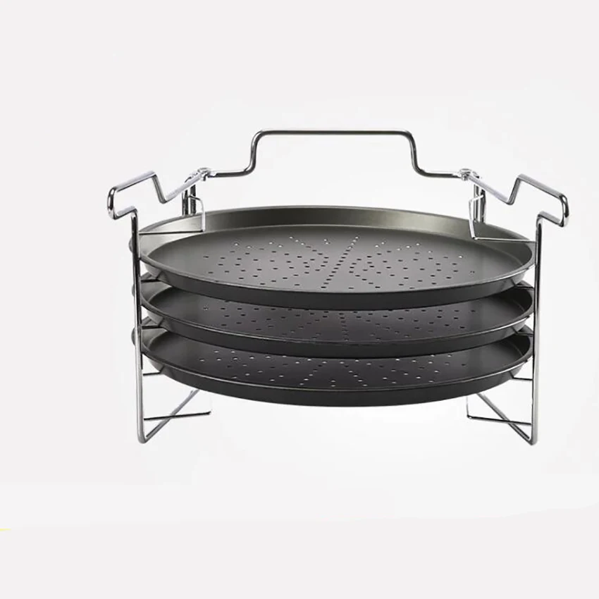 

3PCS/Set Non-Stick 12” Pizza Pan with Holder Bracket, Pizza Baking Pan Tray Bakeware, Easy to Clean, Carbon Steel