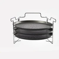 3pcsset non stick 12%e2%80%9d pizza pan with holder bracket pizza baking pan tray bakeware easy to clean carbon steel