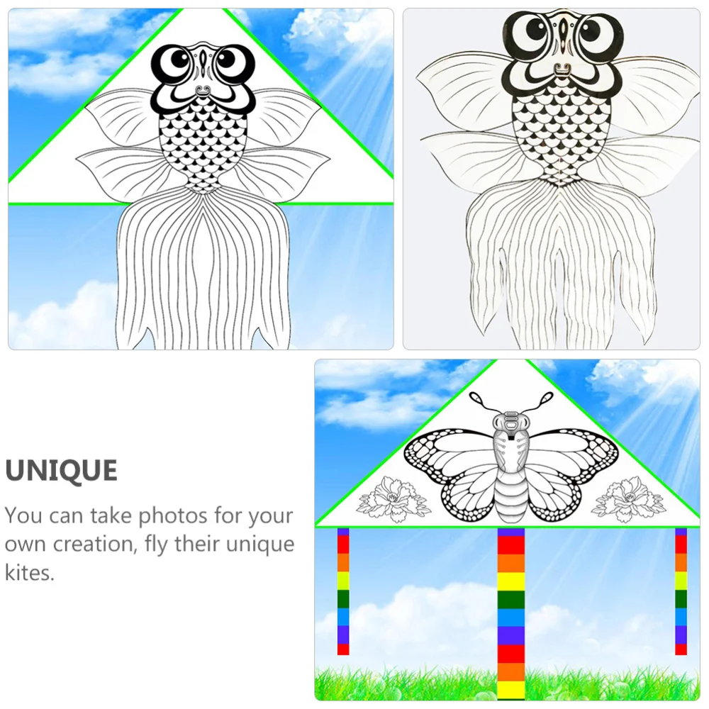 

4 Sets of Simple Kite Kits Useful DIY Props Interesting Kite Sets (White)