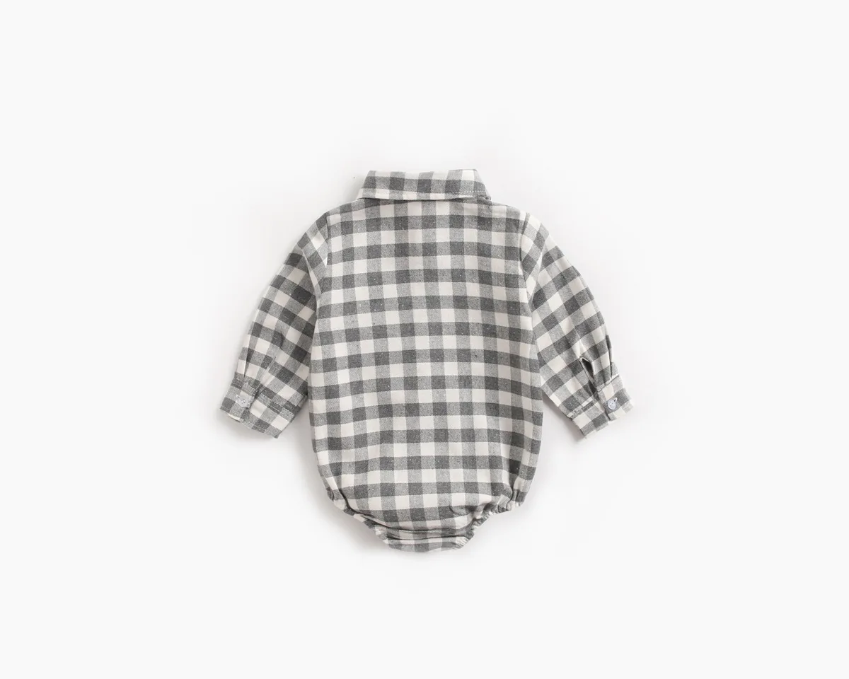Casual Korean Baby Body Plaid Shirt Bodysuit for Newborns Long Sleeve Bodysuit for Babies Spring Autumn New Cute Baby Bodysuit
