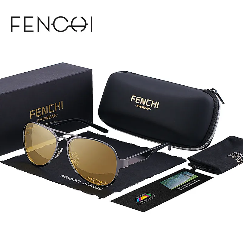 

FENCHI Men Vintage Aluminum Polarized Sunglasses Classic Brand Pilot Sun glasses Coating Lens Driving Eyewear For Men/Women