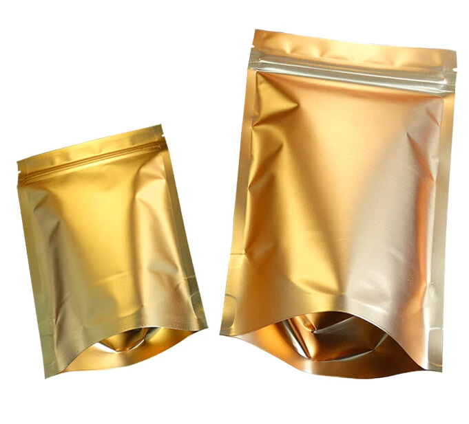 

Gold tea packaging stand up bag Aluminum Foil Zipper Packaging Bags Food Coffee Nut Storage Heat Seal Ziplock Package Pouch