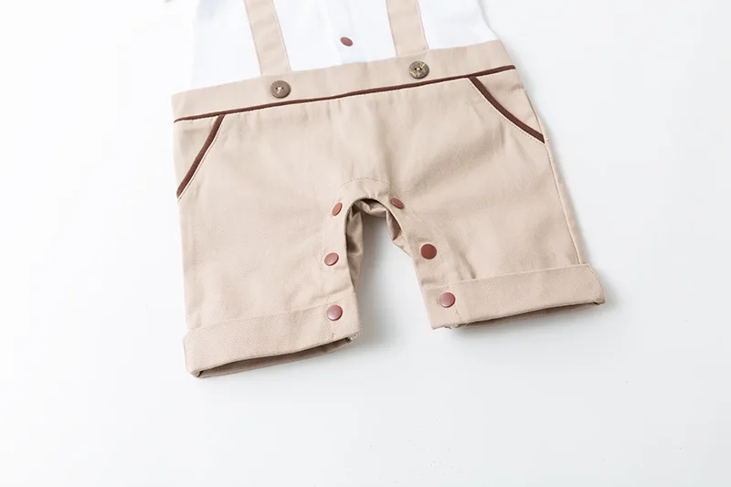

Boys Romper Clothing Cotton Khaki Baby Kids Jumpsuit for Littler Children Bodysuit Set Hat + Romper + Shoes + Socks 5 PCS