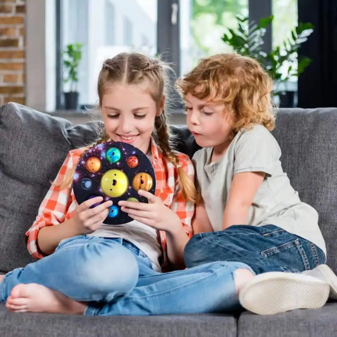 Игрушка антистресс для взрослых и детей простой диммер поп пуш с планетами