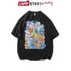 LAPPSTER-Молодежные Для мужчин с принтом медведя Японская уличная одежда футболки 2021 Лето Harajuku свободная футболка мужские повседневные белые футболки XL
