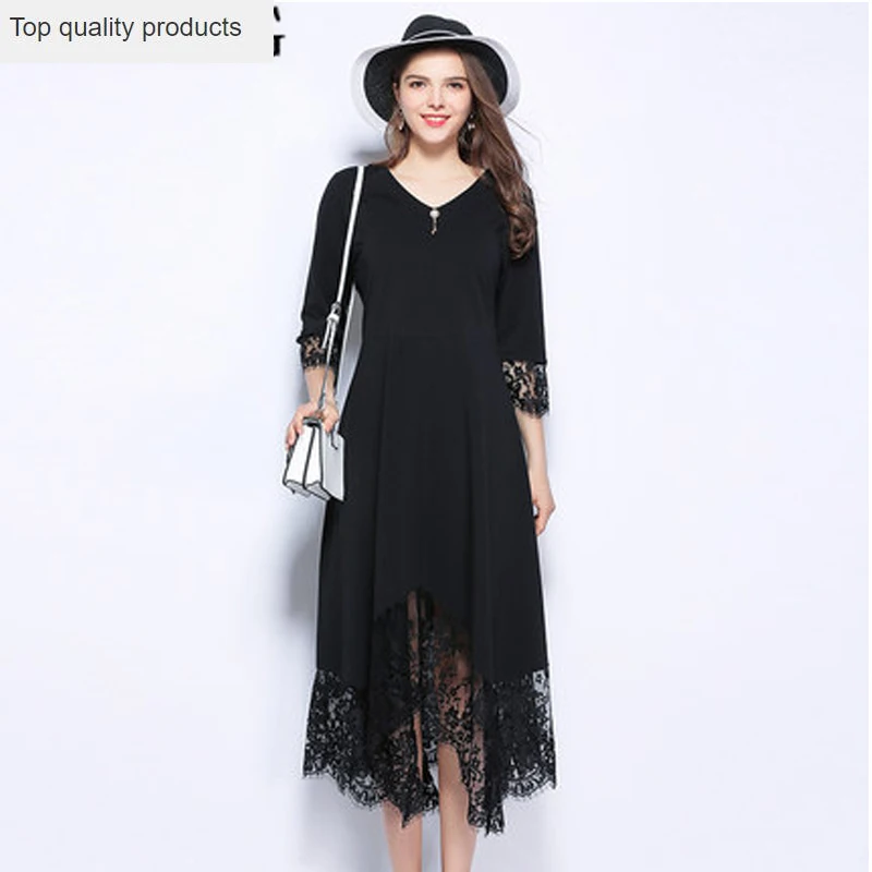 

Женское кружевное асимметричное платье, элегантный сарафан с V-образным вырезом, уличная одежда, большие размеры 5XL, LX86, лето 2020