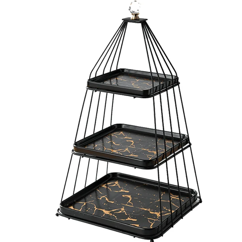 

Creative Double-layer Fruit Stand, Three-layer Ceramic Square Plate Cake Food Display Stand Afternoon Tea Dessert Tray Stand