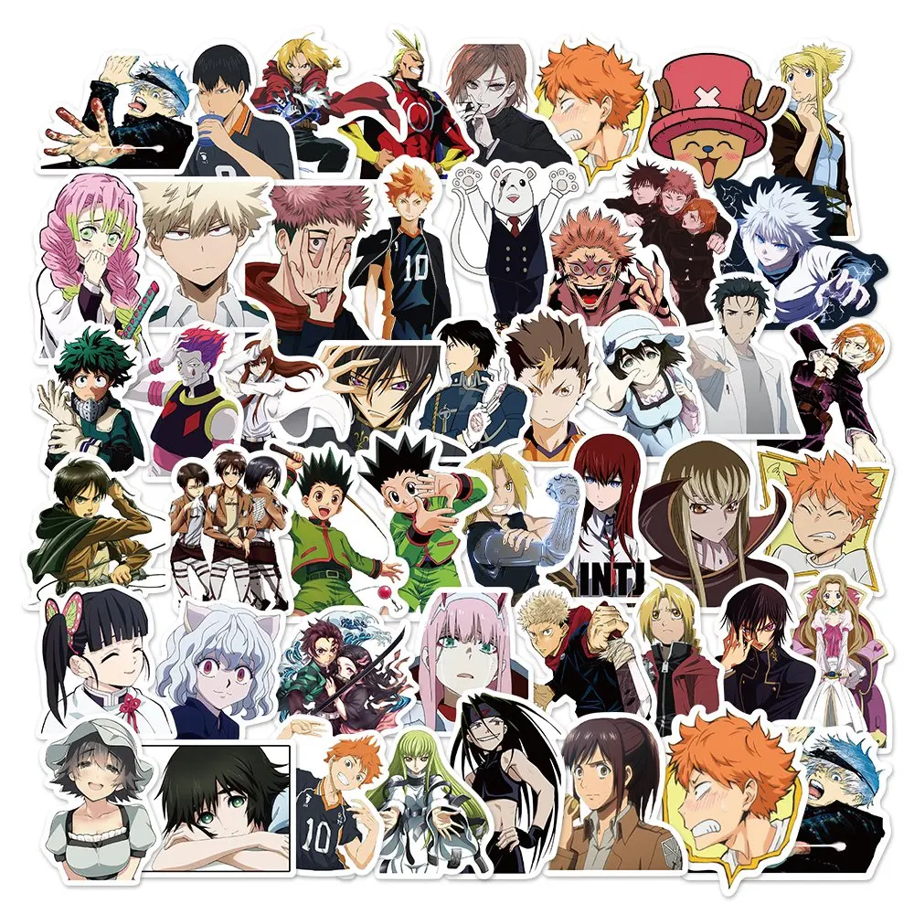 

10/30/50Pcs Demon Slayer Kimetsu No Yaiba /My Hero Academia/Jujutsu Kaisen/Hunter x Hunter Anime Stickers Waterproof Toy Sticker