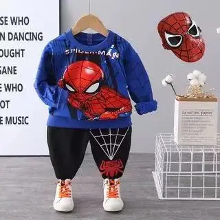 

Spring Cartoon T-shirt Pants With Mask Baby Boy Clothes Sets Toddler Girls Clothing Kids Tracksuit For Children Autumn Clothing