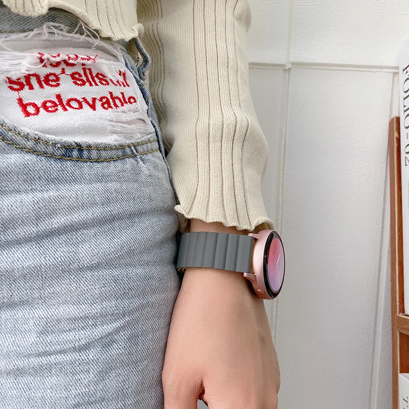 20mm 22mm silicone magnetic strap for samsung galaxy watch 4 46mm 42mm gear s3 active 2 40 44mm band for huawei amazfit bip loop free global shipping