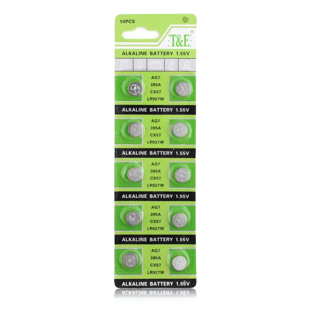 

AG7 10pcs 42mAh AG 7 Button Alkaline Batteries 1.55V GR927 395A For LR927 LR57 SR927W 399 Watch Electronic Toy Remote Cell Coin
