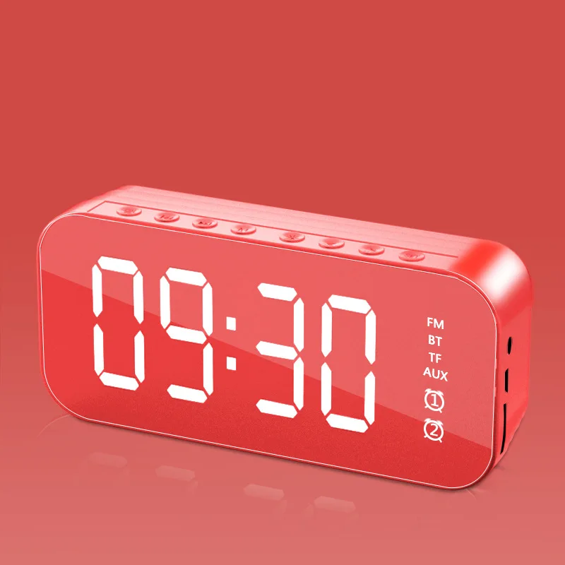 

Portable Bluetooth Speaker Whit LCD Mirror Wireless Bass USB Speaker Supports Alarm Clock Set TF AUX FM APP is For Phone PC Play