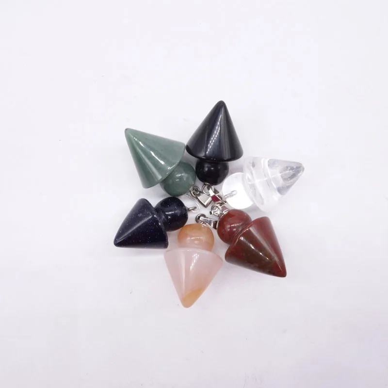 

Wholesale 50pcs/lot Fashion Natural Mixed Color Crystal Gem Stone Tapered Charms Pendant For Women Jewelry Necklace Making Free