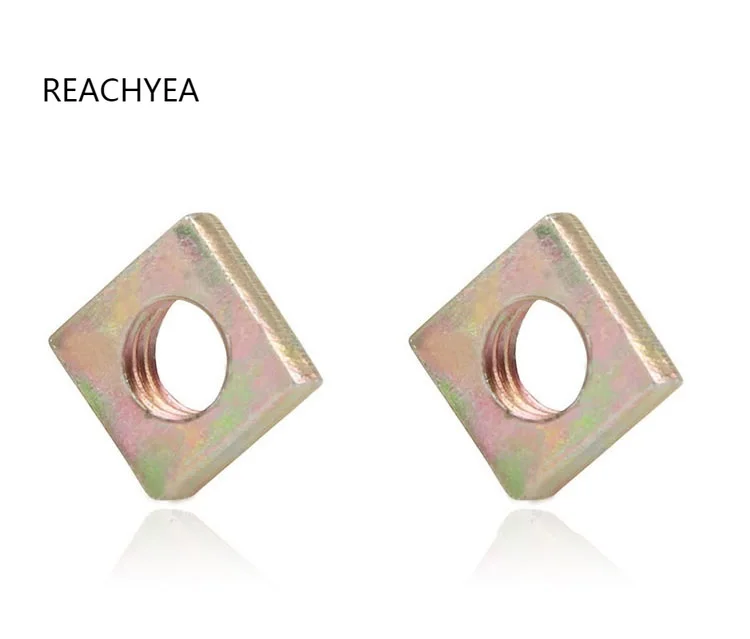 

200PCS/LOT DIN562 M3 M4 M5 M6 Color Zinc Plated Square Nuts Without Bevel Block Square Quadrangle Galvanized Pressed Nuts