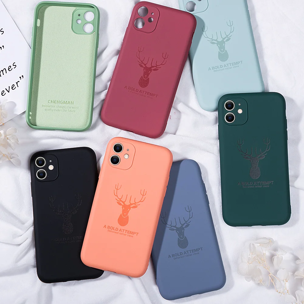 Жидкий силиконовый чехол с рисунком оленя для iPhone 11 Pro Max XS XR X 7 8 Plus Ударопрочный