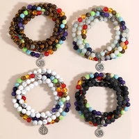oaiite 7 chakra healing bracelet 108 mala beads prayer braceletsbangle matte amazonite lapis lazuli stone meditation wristband