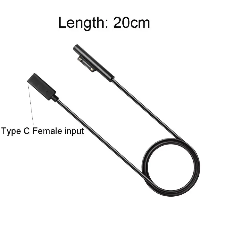 

0.2m USB C Female Type C PD Power Supply Cable for Surface Pro X 3 4 5 Book 2