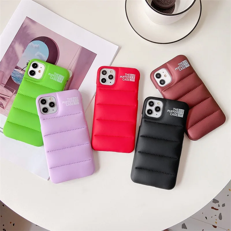 

Down Jacket Phone Case For iPhone 13 Pro Max 13 Mini 12 11 X XS Max XR Fashion Brand Cover The Puffer Case For iPhone 7 8 Plus