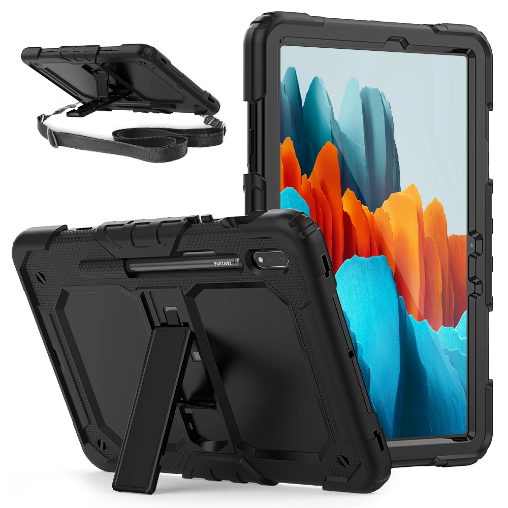 

Чехол для Samsung Galaxy Tab S7, чехол 2020 дюйма, T870, T875, Мягкий Силиконовый противоударный с ремешком на шею, защитный чехол для Galaxy Tab S7