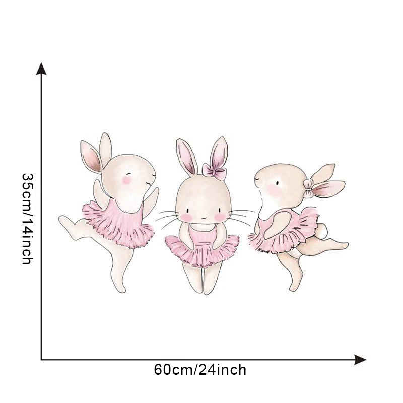 Настенные наклейки с изображением танцующих кроликов Cartoo для комнаты девочек