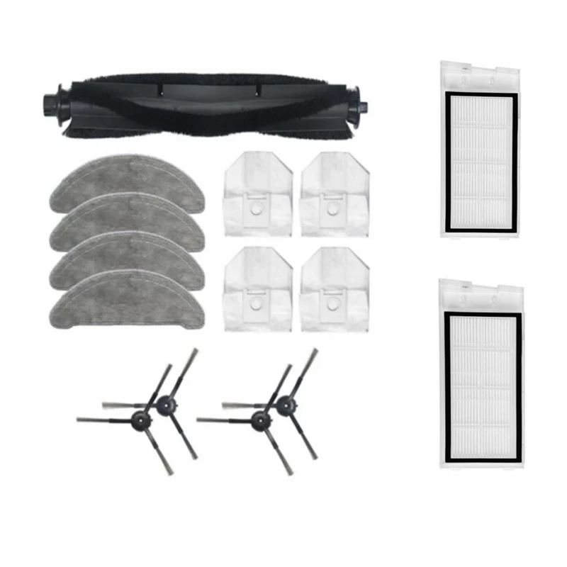 

15PCS For Xiaomi Roidmi EVE Plus Sweeper Parts Side Brush Kit Main Brush Dust Bag Mop Rag Vacuum Cleaner Accessories