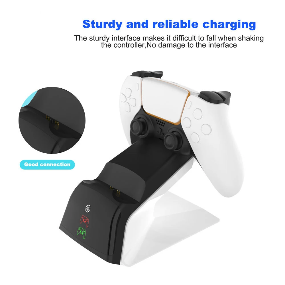 

For PS5 Wireless Controller Dual Charger for DualSense Charging Cradle Dock Station with LED Indicator US Plug AC Adapter