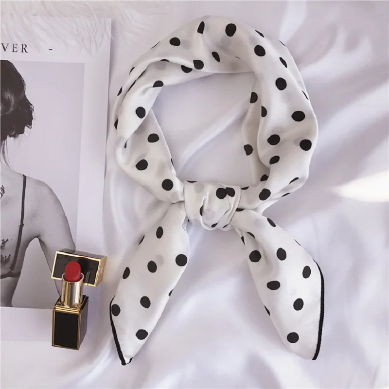 Роскошный женский Шелковый квадратный шарф 70*70 см шейный платок в горошек