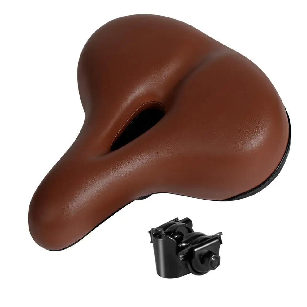 

Comfortable Bike Saddle Leather Seat Mountain BIke Shock Absorbing Hollow Cushion Bicycle Accessories