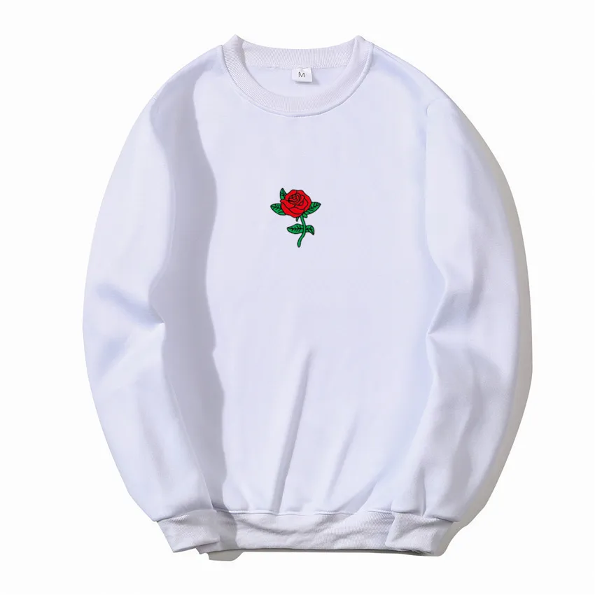 

New O-Neck Hoodie Sweatshirt Rose Print Fleece Men Women Autumn Winter Harajuku Casual Pullover Unisex Sportswear Fashion Hoody