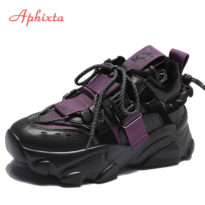 Aphixta/кроссовки на толстой подошве Женские ботильоны Модная женская парусиновая