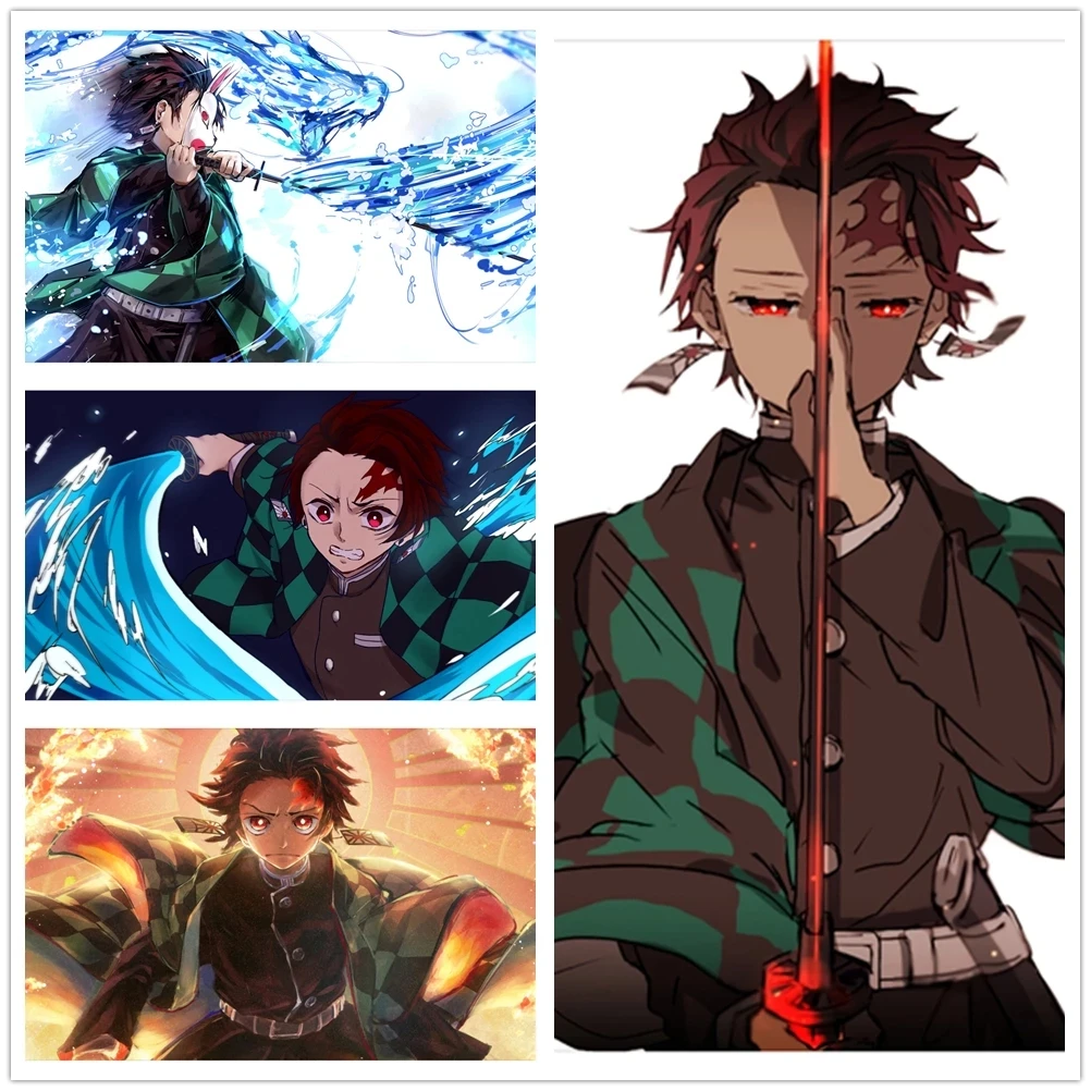 

Canvas Poster HD Printed Demon Slayer Anime Role Painting Pictures Wall Art Modular Modern Living Room Home Decoration Framed