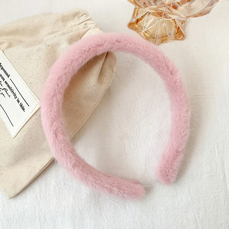 Diademas de felpa para ni&ntilde;as, cintas para el pelo de Color caramelo a la moda, herramientas de estilismo para el cabello para ni&ntilde;os, tocado-5