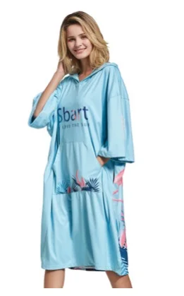 

SBART женский солнцезащитный пляжный яркий Халат с капюшоном, банное полотенце, накидка для ванны, быстросохнущее синее платье для плавания