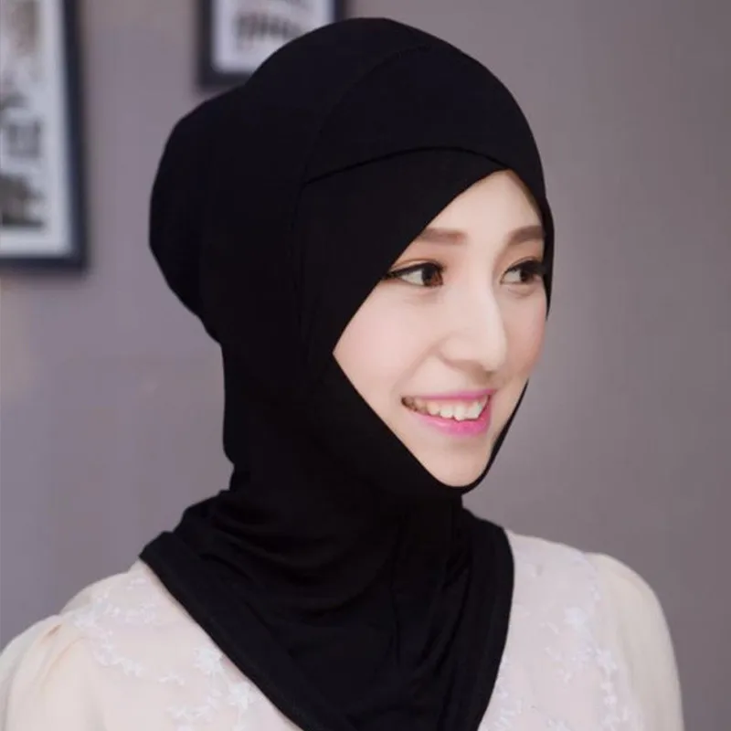 

Solid Color Women's Islamic Under Scarf Ready to Wear Muslim Full Cover Inner Hijab Caps Cotton Female Muslim Head Turban Bonnet