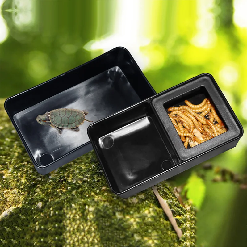 Черный пластиковый рептилии водная искусственная рептилия кормушка для еды