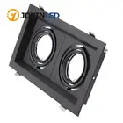 Встраиваемый потолочный светодиодный светильник MR16 GU10, квадратная Черная алюминиевая рамка с вращающимся углом для комнаты, 2 шт.лот