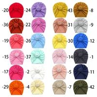 24pclot multicolor fashion donut baby hat cotton elastic beanie cap newborn baby round knot turban infant hats hair accessories