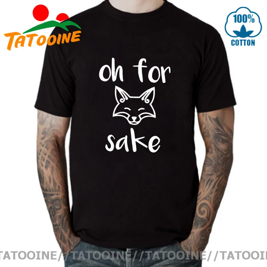 2020 Новая мода Oh for sake мультфильм лиса печатных футболки для мужчин милый