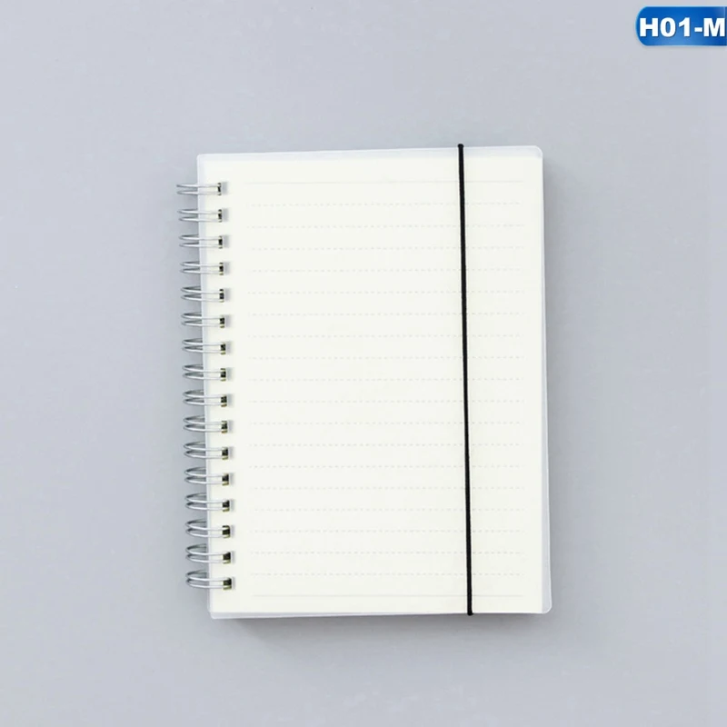 01-M A6 A5 A4 Scrub Coil This transparent horizontal line White paper Grid Dot hand account Book Strap Notepad Notebook Diary - Color: 01-M